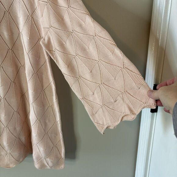 Est 1946 Womens Sweater Peach 3/4 Sleeve Textured Pullover Sz Large - Picture 4 of 7
